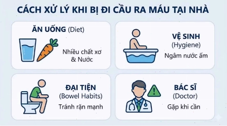 Cách xử lý ban đầu tại nhà khi bị đi cầu ra máu