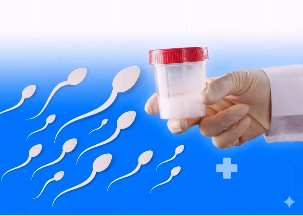 Hình ảnh minh họa tinh dịch có màu đỏ bất thường ở nam giới