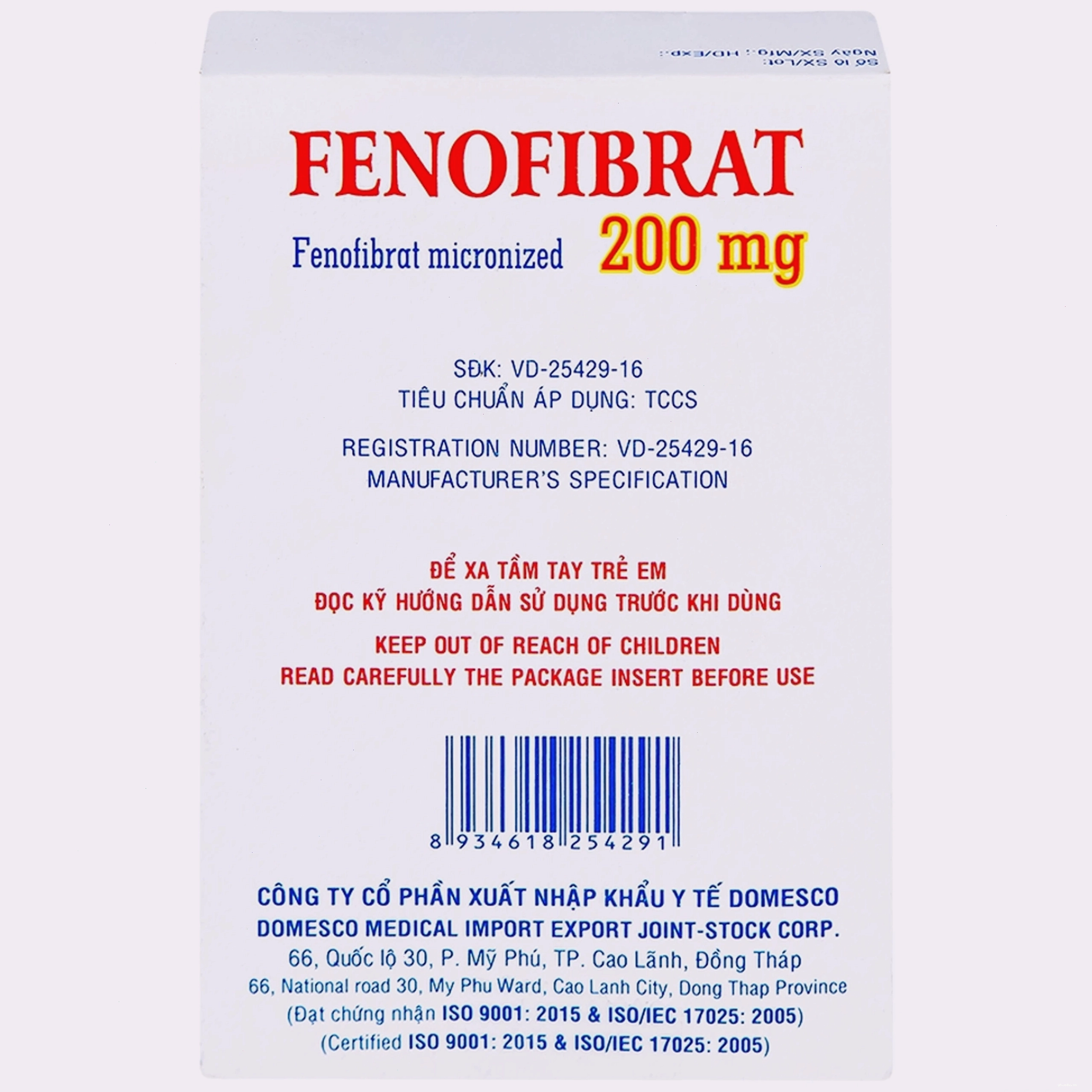 Hộp thuốc Fenofibrate 200mg