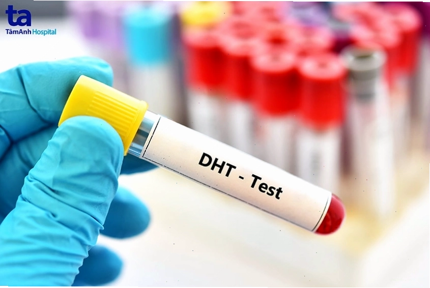 Minh họa cơ chế hoạt động của hormone DHT trong cơ thể nam giới