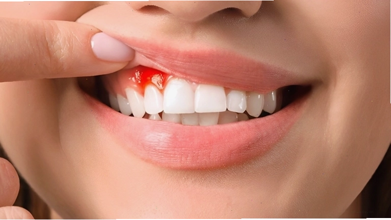 Minh họa tình trạng nước bọt có máu