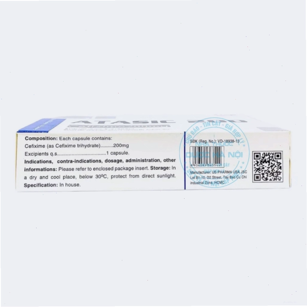 Thuốc kháng sinh Atasic 200mg USP